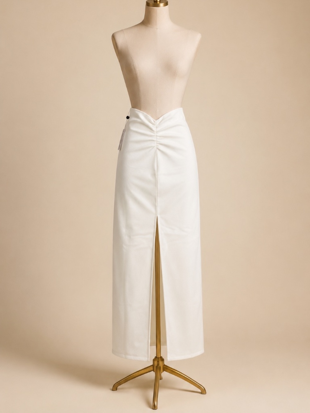 Lovers + Friends White Ruched Maxi Skirt Size S NWT